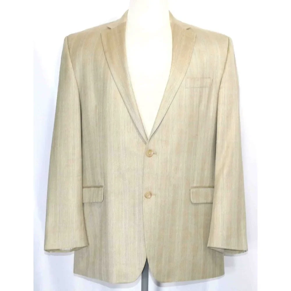 Ralph Lauren Wool Silk Beige Gold Blazer Sport Jacket Coat Mens Size 44 Long